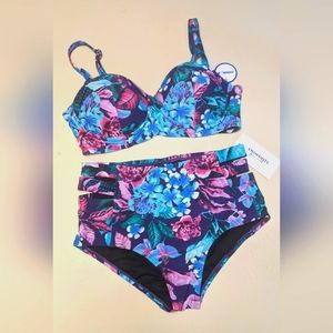 'Swimsuits for All' High Waisted Bikini Set, Size 8
